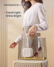 Travel Jewellery Box in Cloud White with Compartments and Mirror by Songmics