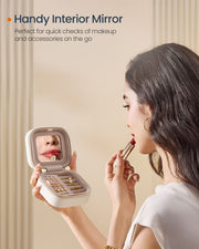 Travel Jewellery Box in Cloud White with Compartments and Mirror by Songmics