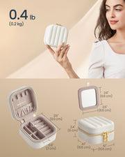 Travel Jewellery Box in Cloud White with Compartments and Mirror by Songmics