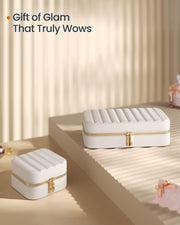 Travel Jewellery Box in Cloud White with Compartments and Mirror by Songmics