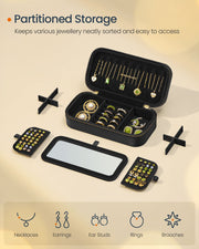 Small Black Jewellery Case with Organiser Compartments Travel Friendly by Songmics