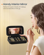 Small Black Jewellery Case with Organiser Compartments Travel Friendly by Songmics