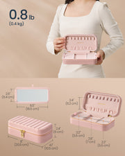 Small Jelly Pink Jewellery Case Travel Friendly Storage Box for Accessories by Songmics