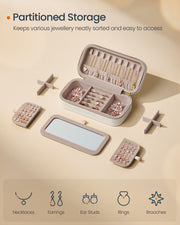 Small Cloud White Jewellery Case Travel Size Organiser with Compartments by Songmics