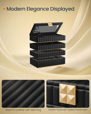 Stackable Jewellery Box in Ink Black with Multiple Compartments for Organising by Songmics Home