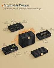 Stackable Jewellery Box in Ink Black with Multiple Compartments for Organising by Songmics Home