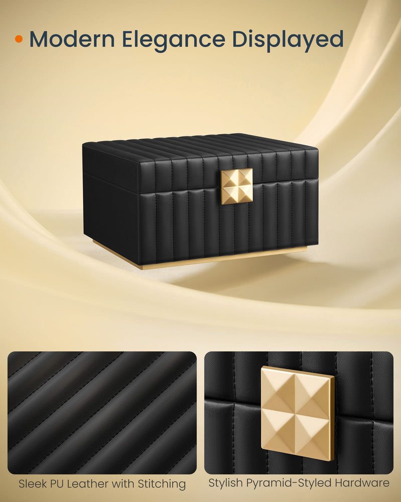 Two Tier Jewellery Box with Mirror and Organiser Compartments for Women by Songmics