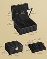 Two Tier Jewellery Box with Mirror and Organiser Compartments for Women by Songmics