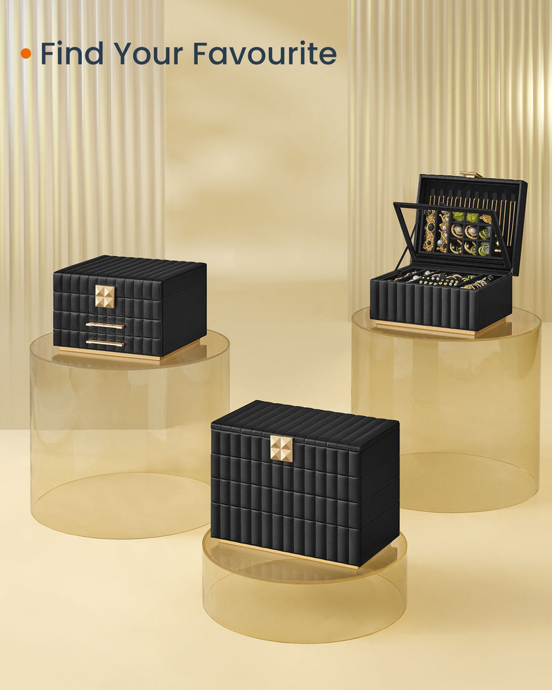 Two Tier Jewellery Box with Mirror and Organiser Compartments for Women by Songmics