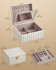 Two Tier Jewellery Box with Mirror and Organiser Storage Compartments by Songmics