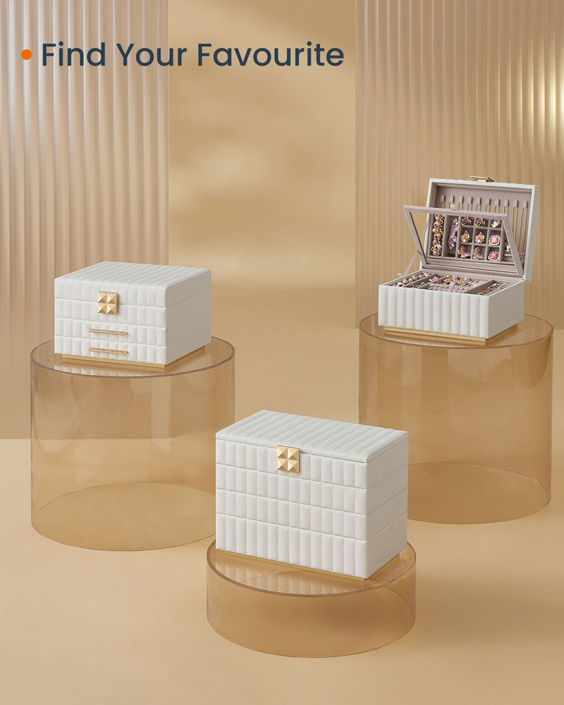 Two Tier Jewellery Box with Mirror and Organiser Storage Compartments by Songmics