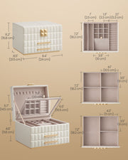 Cloud White 3 Tier Jewellery Box with Mirror and Organiser Compartments by Songmics Home