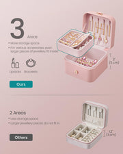 Two Layer Jewellery Box in Jelly Pink with Multiple Compartments for Organised Storage by Songmics