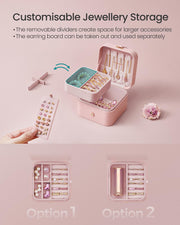 Two Layer Jewellery Box in Jelly Pink with Multiple Compartments for Organised Storage by Songmics