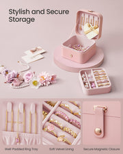 Two Layer Jewellery Box in Jelly Pink with Multiple Compartments for Organised Storage by Songmics