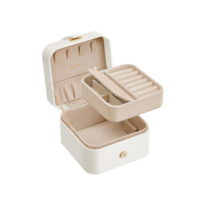 2 Layer Cloud White Jewellery Box with Compartments for Organised Storage by Songmics