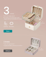 2 Layer Cloud White Jewellery Box with Compartments for Organised Storage by Songmics