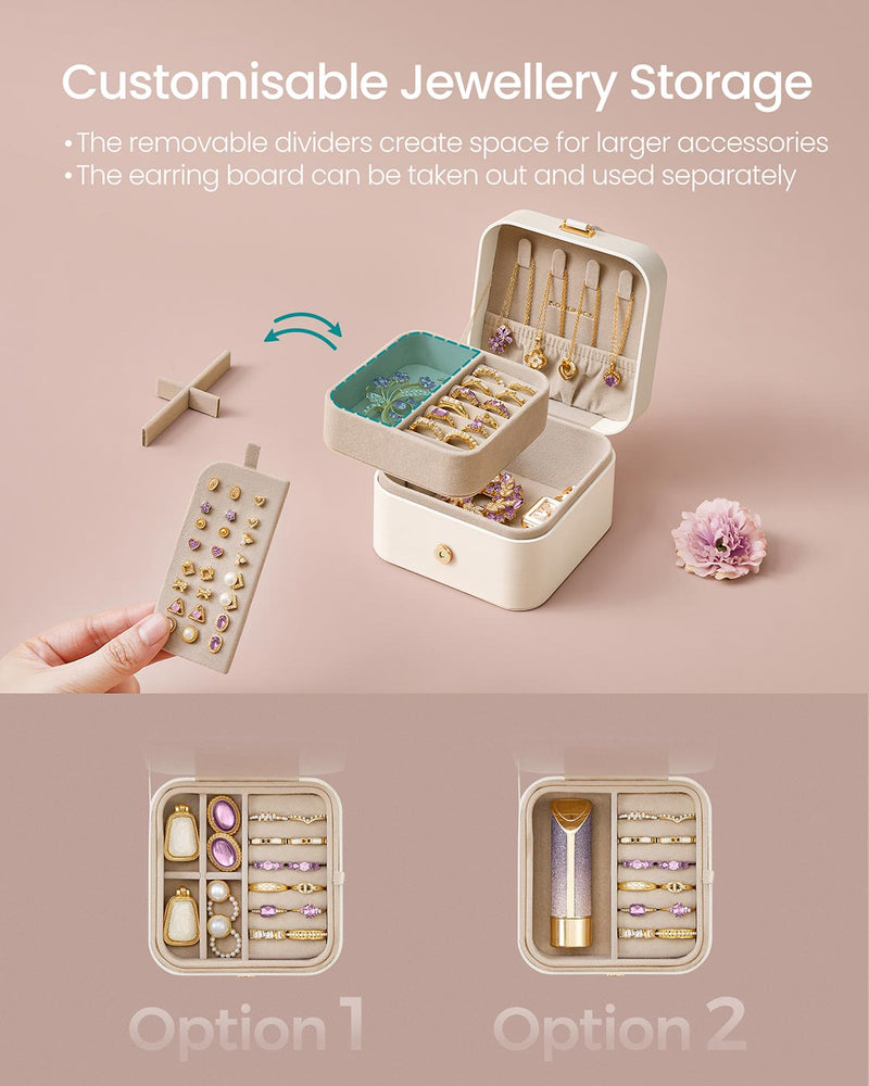 2 Layer Cloud White Jewellery Box with Compartments for Organised Storage by Songmics