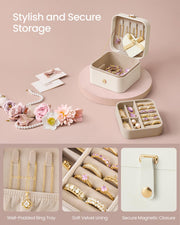 2 Layer Cloud White Jewellery Box with Compartments for Organised Storage by Songmics