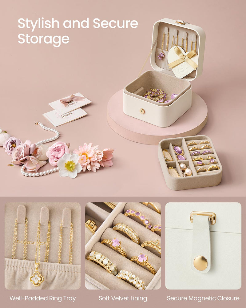 2 Layer Cloud White Jewellery Box with Compartments for Organised Storage by Songmics