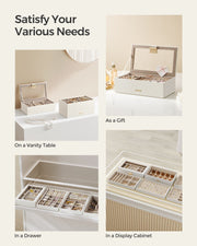 5 Tier Stackable Jewellery Organiser Trays in Cloud White for Dressers and Drawers by Songmics