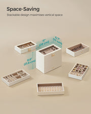 5 Tier Stackable Jewellery Organiser Trays in Cloud White for Dressers and Drawers by Songmics