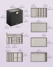 6 Tier Stackable Jewellery Organiser Trays in Ink Black for Dressing Table by Songmics