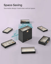 6 Tier Stackable Jewellery Organiser Trays in Ink Black for Dressing Table by Songmics