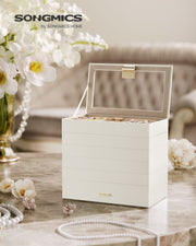 6 Tier Stackable Jewellery Trays in Cloud White for Organised Storage by Songmics