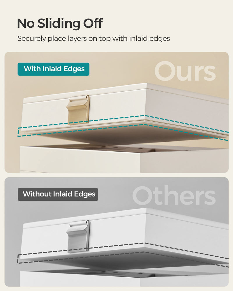 6 Tier Stackable Jewellery Trays in Cloud White for Organised Storage by Songmics