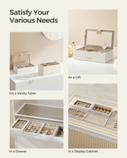 6 Tier Stackable Jewellery Trays in Cloud White for Organised Storage by Songmics