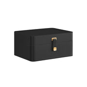 2 Layer Black Jewellery Box with Mirror and Removable Tray for Organising by Songmics