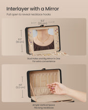 2 Layer Black Jewellery Box with Mirror and Removable Tray for Organising by Songmics