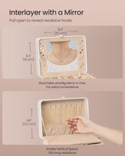 White Two Layer Jewellery Box with Mirror and Removable Tray for Organising by Songmics