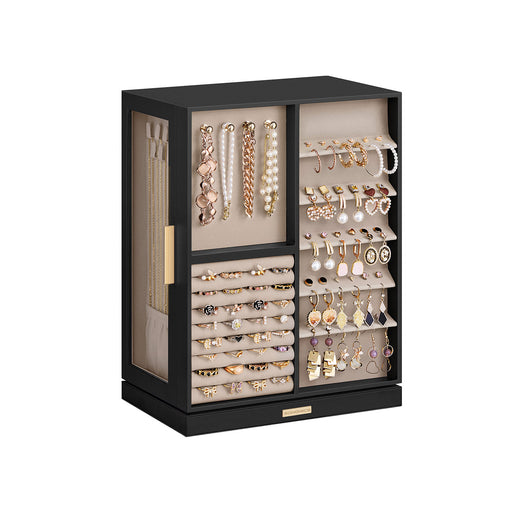 Black Rotating Jewellery Box with 4 Tiers and 360 Degree Swivel Storage by Songmics