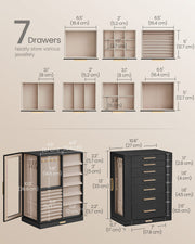 Black Rotating Jewellery Box with 4 Tiers and 360 Degree Swivel Storage by Songmics