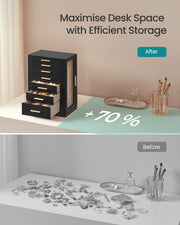 Black Rotating Jewellery Box with 4 Tiers and 360 Degree Swivel Storage by Songmics