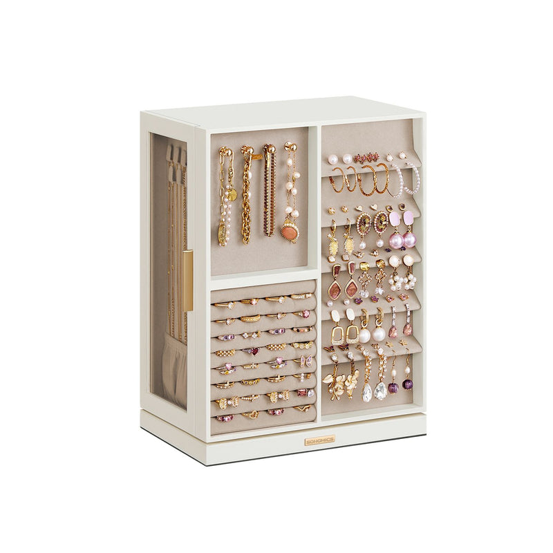 White 360 Degree Rotating Jewellery Box with 7 Drawers for Organised Storage by Songmics