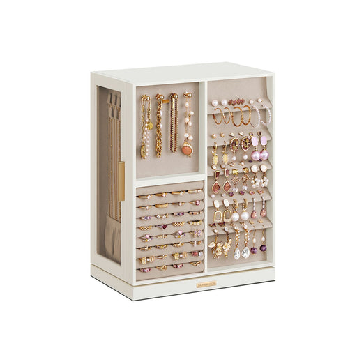 White 360 Degree Rotating Jewellery Box with 7 Drawers for Organised Storage by Songmics