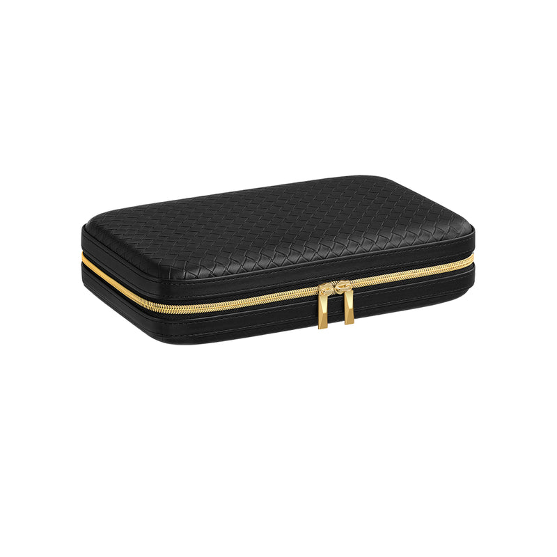 Travel Jewellery Box with Mirror in Ink Black Compact Organiser Case by Songmics Home