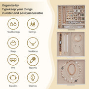 3 Layer Jewellery Box with Glass Lid and Drawers for Organising Accessories by Songmics