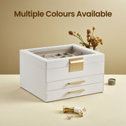 3 Layer Jewellery Box with Glass Lid and Drawers for Organising Accessories by Songmics
