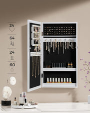 White Wall Mounted Jewellery Cabinet with Mirror Lockable Armoire Storage by Songmics