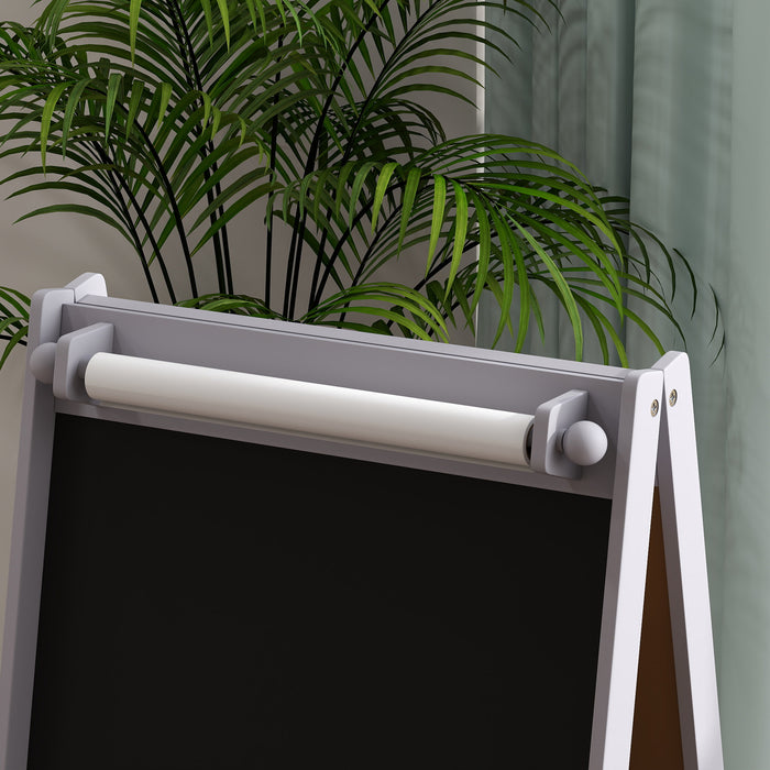 Grey 3-in-1 Kids Art Easel with Paper Roll and Storage by AIYAPLAY