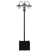 189cm Black Solar Lamp Post with Planter 3 Head Automatic LED Street Light by Outsunny