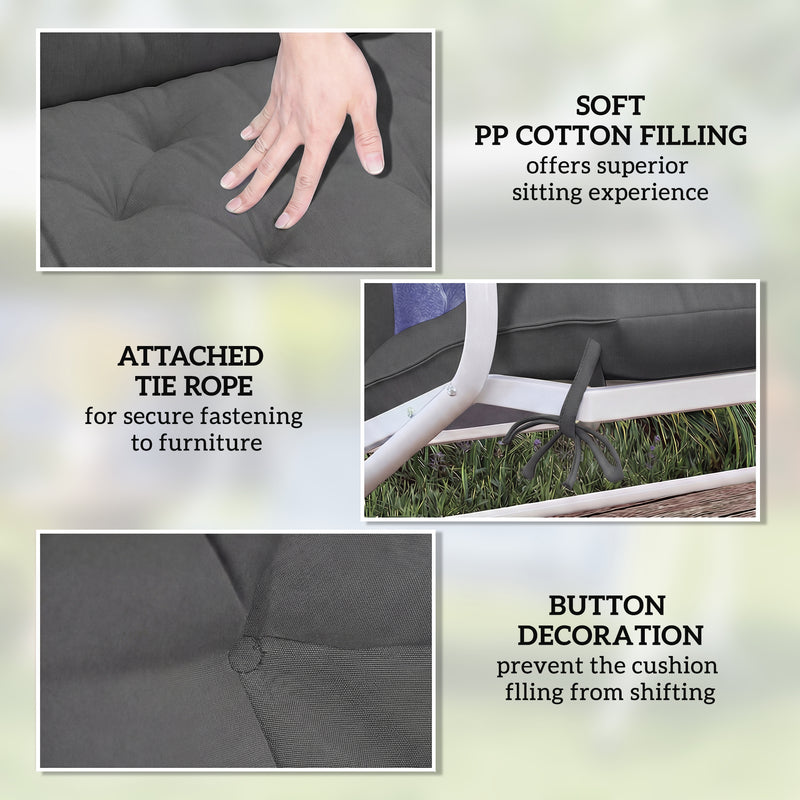 Garden Bench and Swing Seat Cushion for Two Seaters with Water Resistant Cover Black