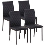 Set of 4 Upholstered Faux Leather Dining Chairs with Metal Legs for Kitchen or Lounge Black
