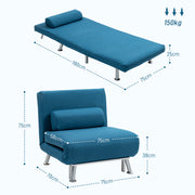 Blue Linen Look Single Sleeper Chair Comfortable and Space Saving by HOMCOM