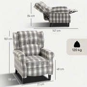 Recliner Chair with Adjustable Back and Footrest for Living Room or Bedroom Grey and White AOSOM