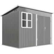 Galvanised Steel Garden Storage Shed With Lockable Doors and Base Kit, Light Grey Outsunny